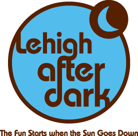Lehigh After Dark logo features a blue circle with a small moon on the top right, outlined in brown with the text Lehigh After Dark.