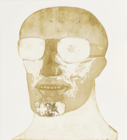 Elisabeth Frink. Goggled Head. 1973. Etching and aquatint on paper, 6/52.