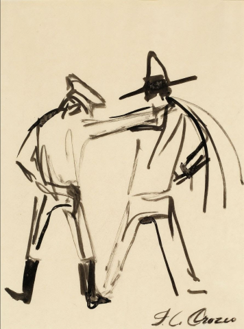 sketch of two men in hats